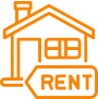 House icon with "rent" sign.