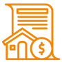 House with document and dollar symbol icon.